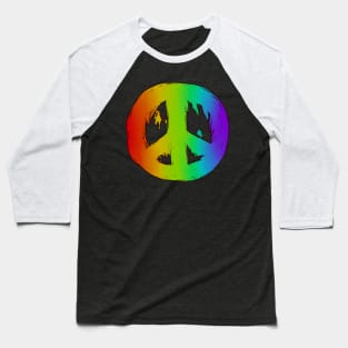 Ragged Peace Sign Rainbow Baseball T-Shirt